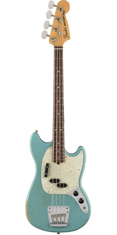 Fender Justin Meldal-Johnsen Road Worn Signature Mustang Bass 2018 - Present - Faded Daphne Blue image 1