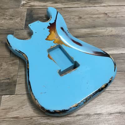 Made to Order - FRANCHIN Mercury guitar body Relic Aged 100% Nitro Lacquer COLOR OVER COLOR (Sunburst/ Black/ White/ Blue/ Green/ Yellow/ Red/ Pink/ Burgundy/ Purple/ Gold/ Silver, etc.) Basswood Poplar Stratocaster-Strat-S-Style Made in Italy image 14