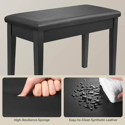 Piano Bench with Storage for Music Sheet, Padded Cushion Keyboard Stool Chair Vanity Seat image 4