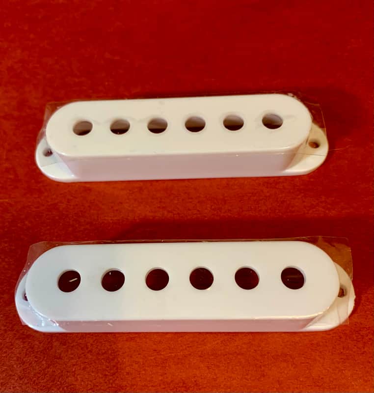 Pickup Covers (2) White - 50 mm Spacing, Single Coil Strat Style image 1