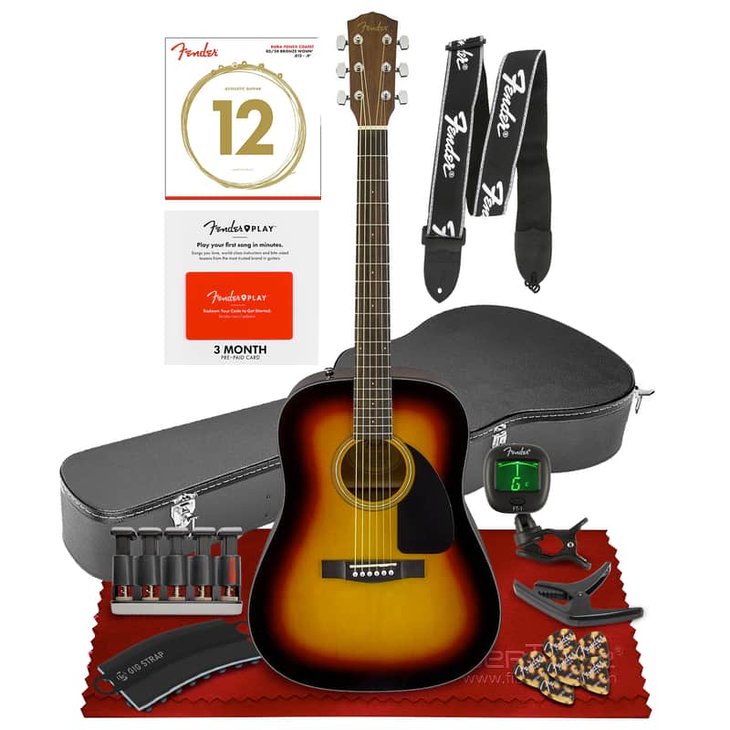 Fender CD-60 Dreadnought Acoustic Guitar Sunburst (V3) + Deluxe Bundle image 1