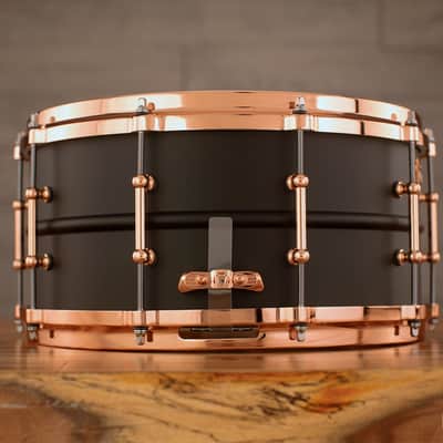 Ludwig 14 X 6.5 Lb427 T DC Hot Rod Black Beauty Snare Drum, Brass Shell, Matte Black, Copper Fittings image 5
