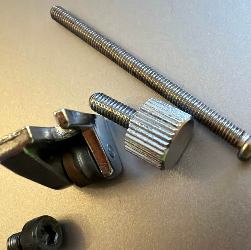 Fender System One Roller Saddle, Fine tuner, Saddle intonation screw, Locknut clamp screw.