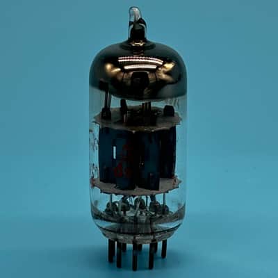 1960s General Electric 12AU7A ECC82 Vintage GE Black Plate Halo Getter Tube!T318 image 4