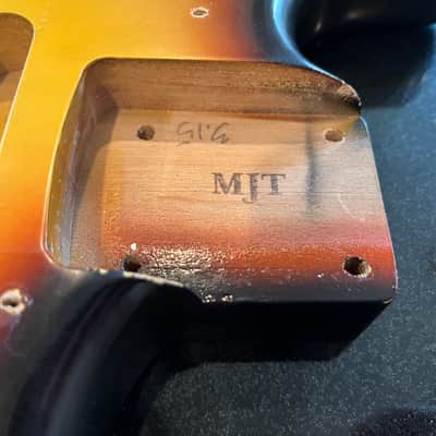 MJT Vintage Aged Nitro Guitar Body VTS 3 Tone Burst Body Only No  Parts Incuded image 20