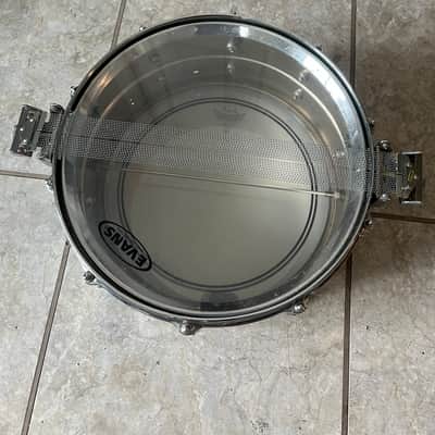 Ludwig No. 411 Super-Sensitive 6.5x14" 10-Lug Aluminum Snare Drum with Pointed Blue/Olive Badge 1969 - 1979 - Chrome-Plated image 6