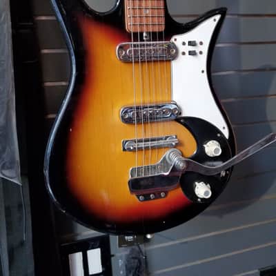 Teisco Del Rey K-ET-200 1960's Sunburst Vintage Electric Guitar w/ Gig Bag image 2