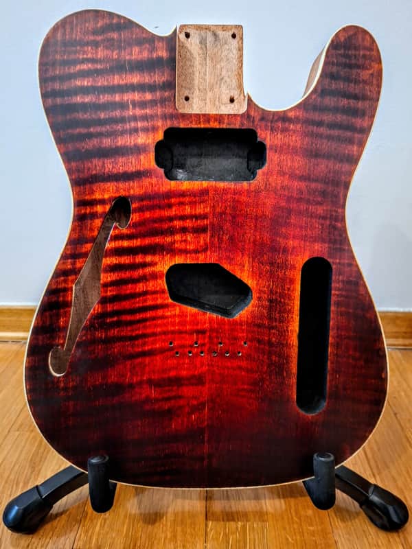 Telecaster Tele Thinline Body SH Cherry Burst Mahogany and Maple Top image 1