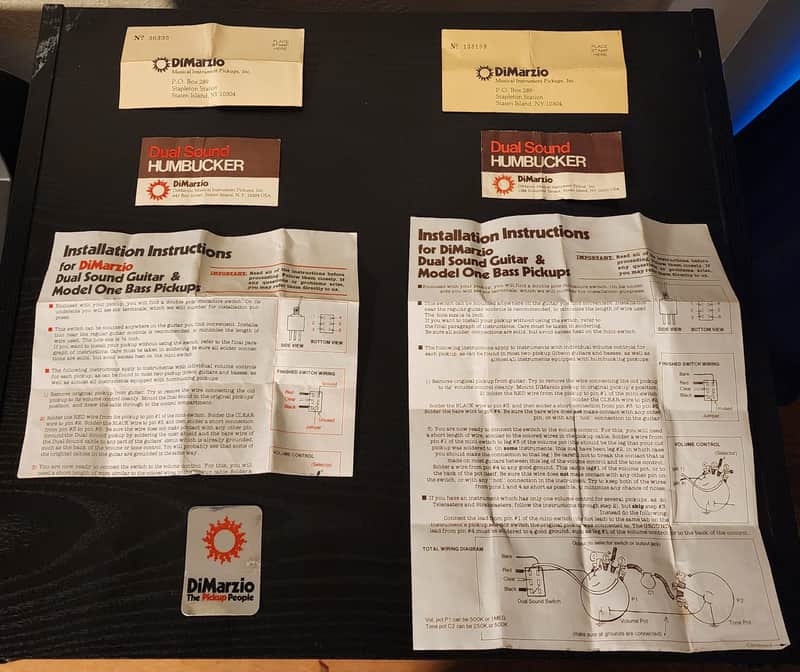 DiMarzio Dual Humbucker Paperwork w/ Vintage Sticker / Free Shipping! image 1
