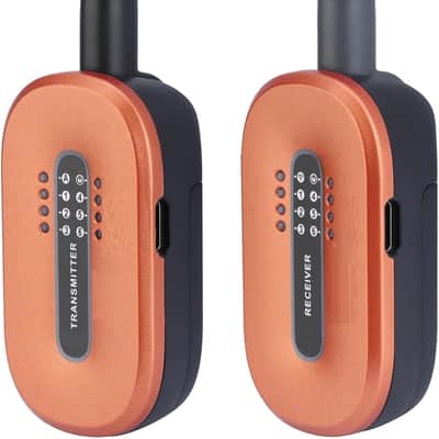 Wireless Guitar System 5.8GHz Wireless Guitar Transmitter Receiver for Active or Passive Pickup Electric/Acoustic Bass Guitar, ORANGE image 2