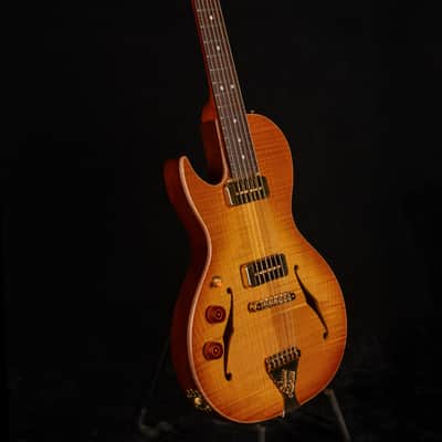 B&G Little Sister Crossroads Cutaway Left Handed Honey Burst P90 image 3