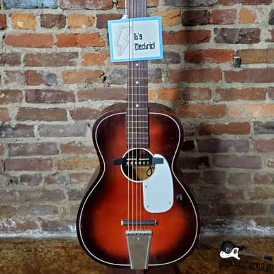 Five Star/Harmony Stella Parlor Acoustic Guitar w/ Goldfoil Pickup & Rubber Bridge (1960s, Redburst) image 17