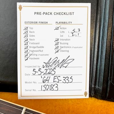 Gibson ES-335 Reissue 1964 Custom Shop 2025 Vintage Sunburst VOS image 20