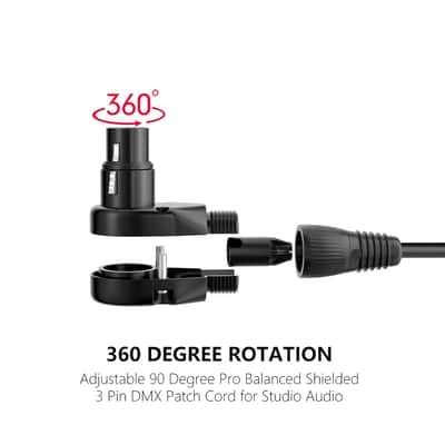 Right-Angle XLR Male to Straight XLR Female Microphone Cable 2-Pack, Adjustable 90 Degree Pro Balanced Shielded 3 Pin DMX Patch Cord for Studio Audio&DJ Stage Live Recording(C, 6Feet) image 3