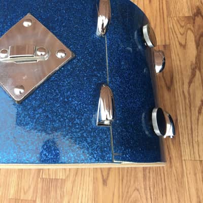 1959/60 Gretsch Round Badge Broadkaster Name-Band Drum Set - Blue Glass Glitter 22/13/16/5x14 Snare image 24