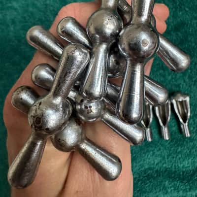 Leedy and Ludwig Lot of 8 “L” Bowtie Bass Drum Tension Rods 4.5” + Claws 50s - Nickel image 14