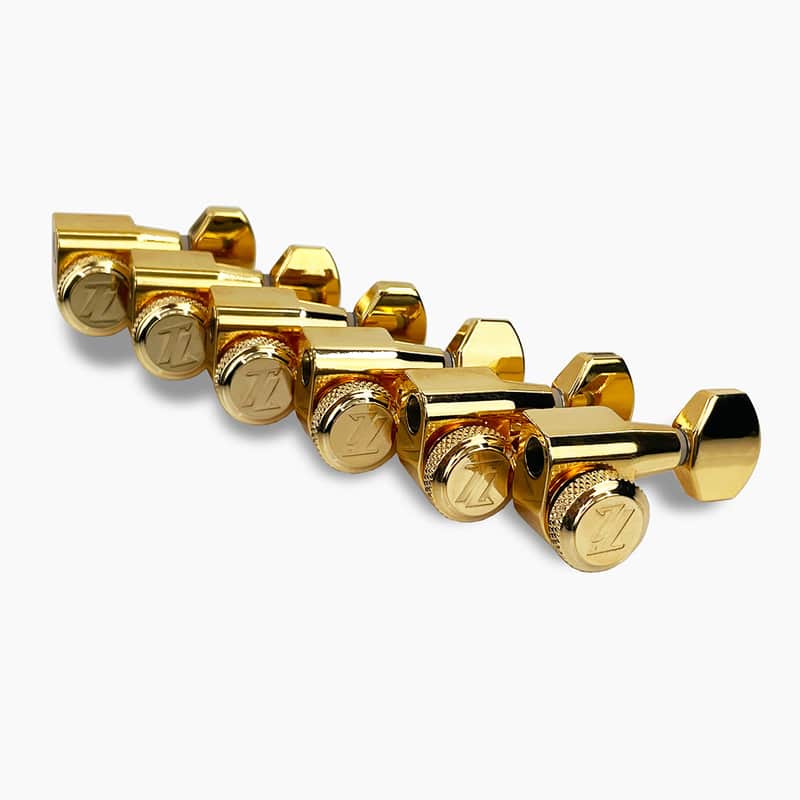 True Lok by True Tune True Lok Mid-Size Locking Tuners 6-In-Line for Electric Guitar - Single Pin - Gold Finish - New