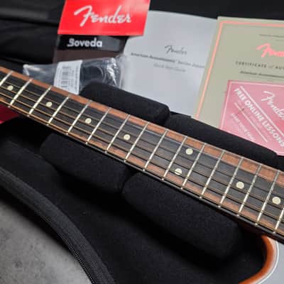 Fender American Acoustasonic Jazzmaster BRAND NEW Tungsten Green Mahogany Spruce Tim Shaw Shawbucker Humbucker Pickup Fishman Piezo System Semi-Hollow Body Acoustic-Electric Guitar image 5