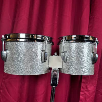Vintage Ludwig 6" & 8" Tunable Bongos Silver Sparkle image 8