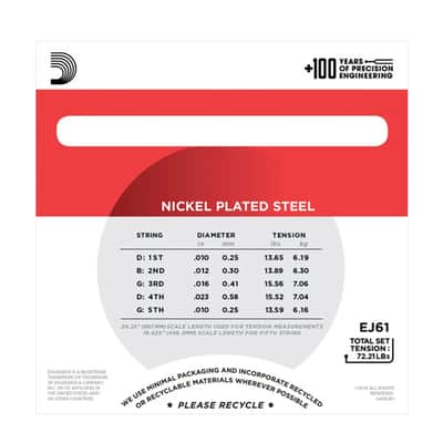 D'Addario EJ63 Tenor Banjo, Nickel, 9-30 Banjo Strings image 3