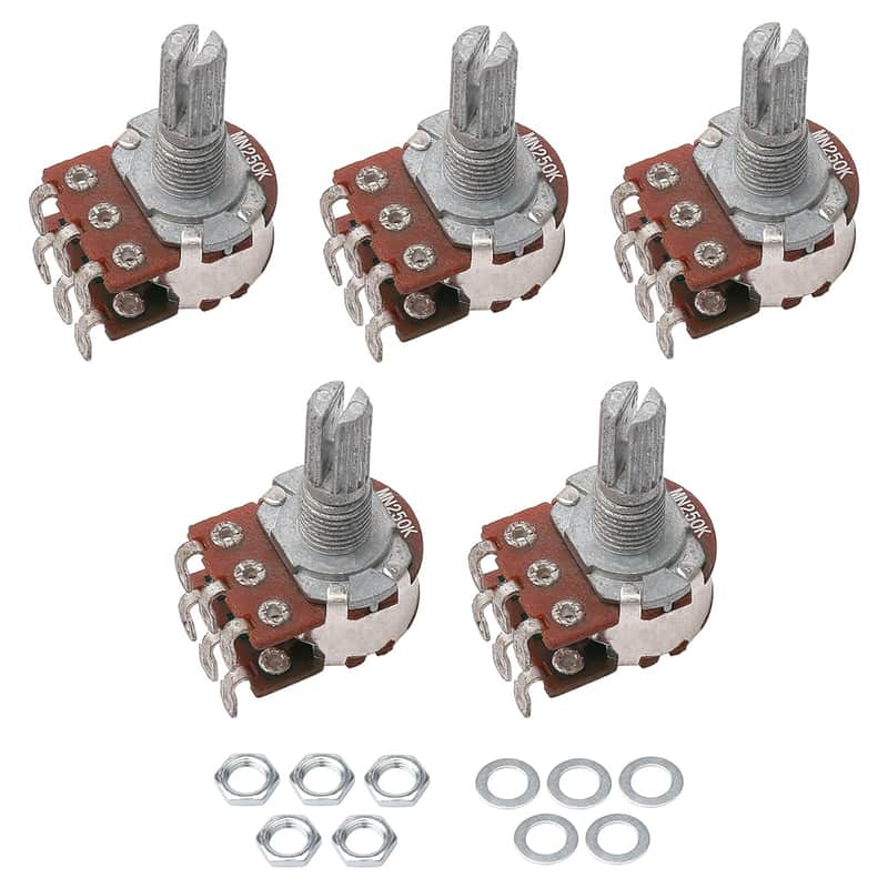 Brand New 5 Pack Dual Deck MN250k Blend Balance Pickups Potentiometer Audio Pots Guitar Volume Tone Control Pots Switch image 1