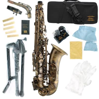 Eb Alto Saxophone Kit – Antique Brass | Sax with Case, Stand & Accessories image 1