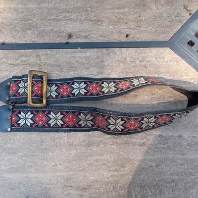 Vintage 1970's Ace-Style 3" Wide Guitar / Bass Strap! Flower Pattern, Metal Buckle! image 3
