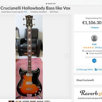 VOX escort / Crucianelli elite Vintage Bass 1960,s sunburst image 11