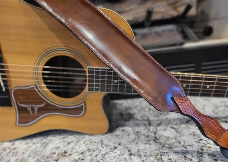The Saddleback -  Handcrafted Full-Grain Leather Guitar Strap image 1