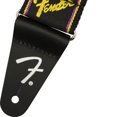 099-0681-306 Genuine Fender Neon Monogram Strap Purple/Yellow Guitar/Bass image 2