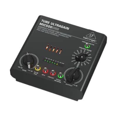 Behringer TUBE ULTRAGAIN MIC500USB Audiophile Vacuum Tube Preamplifier with Preamp Modeling Technology and USB/Audio Interface image 12