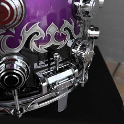 ~NEW~ DW Collector's Series SSC Pure Maple 8x14 Snare Drum in Exotic Sawblades & Skulls Graphics w/ Chrome Hardware image 8