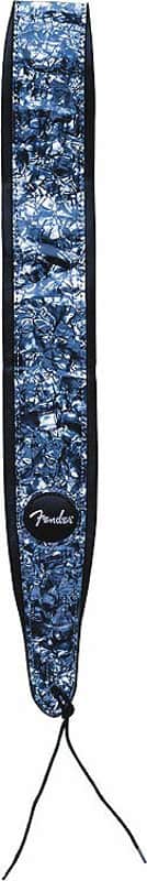 Fender Black Moto Guitar Strap Mother of Pearl - Leather Padded Strap image 1