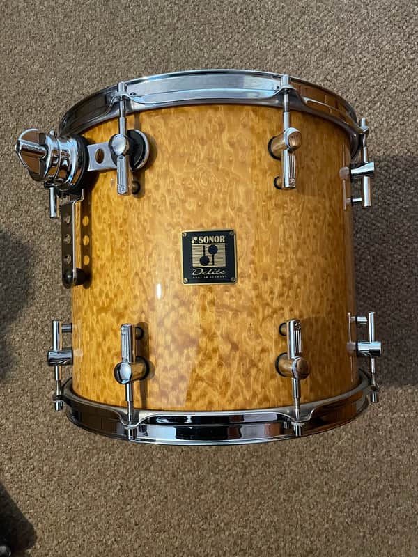 Sonor Delite 14x12 Tom + Ahead Armor Case Early 2000’s - Birdseye amber image 1