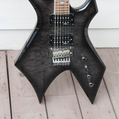 B.C. Rich Warlock N.J. Neck Thru Series Korea Guitar Translucent Black Quilt Top + Hard Case image 1