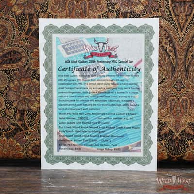 PRS Wild West Guitars 25th Anniversary Limited Run Wood Library Artist Package Custom 24 Piezo Laguna (Private Stock Color) 8.40 LBS (US Only / No International Shipping) image 12