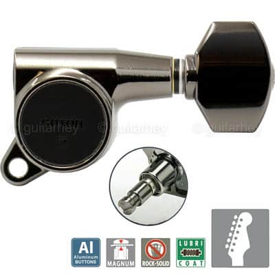 NEW Gotoh SG381-AB07 MG LOCKING 6 in line Tuner Set ALUMINUM Buttons COSMO BLACK