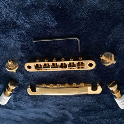 Advanced All Brass Precision Machined Nashville T-O-M Bridge.  and matching Stop Bar Tailpiece -COMBO 2024- Gold Plated Brass. image 2