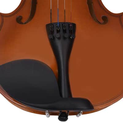 Violin Full Set with Bow and Chin Rest Dark Wood 4/4-Brown image 7