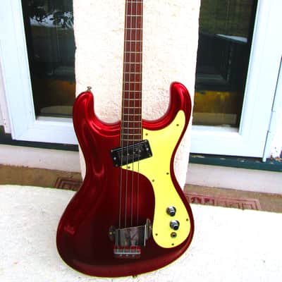 Mosrite The Ventures Bass Guitar, 1964, Candy Apple Red, Case image 2