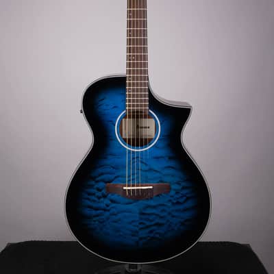 Ibanez AEWC16QA-TLH Acoustic-Electric Guitar – Transparent Blue Sunburst image 2