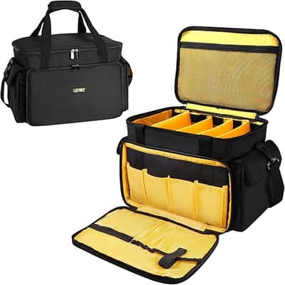 DJ Equipment Gig Bag Cable File Organizer Bag with Detachable Dividers and Padded Bottom,Travel Music Bag for Professional DJ Gear,Sound Equipment, Musical Instrument and Accessories image 1