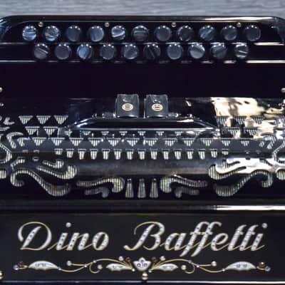Dino Baffetti Super I 2-Row 8-Bass 21-Treble Button D/C# Black Diatonic Accordion w/Bag image 7