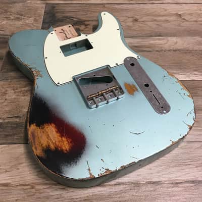 Made to Order - FRANCHIN Mars guitar body Relic Aged 100% Nitro Lacquer COLOR OVER COLOR (Butterscotch/ Sunburst/ Black/ White/ Blue/ Green/ Yellow/ Red/ Pink/ Burgundy/ Purple/ Gold/ Silver, etc.) Basswood Poplar Telecaster-Tele-T-Style Made in Italy image 6
