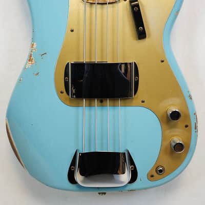 Fender Custom Shop P-Jazz Relic Ash Body Electric Bass Guitar Daphne Blue image 5
