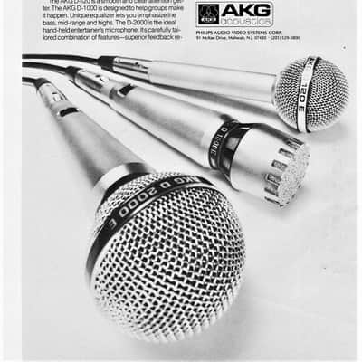 Vintage RARE 1970's AKG D1000M / D1000E Cardioid Dynamic Microphone Low Z w mic clip # 1 image 2