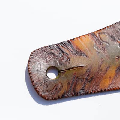 burnyblack vintage distressed guitar strap - big dipper green/brown/yellow image 8