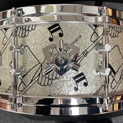 Lang Gladstone 6.5x14 snare drum. 3 way tuning, unique top hat and cane finish image 5