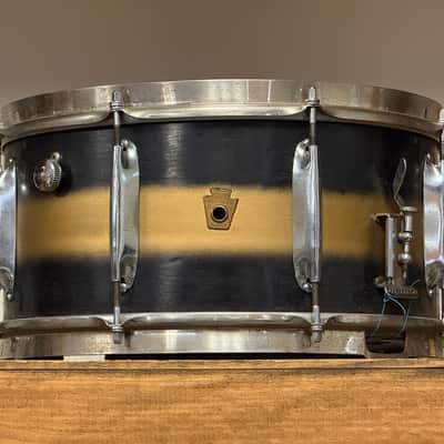 1940's WFL 7"x14" Black & Gold Duco Zephyr Lug Snare Drum image 11