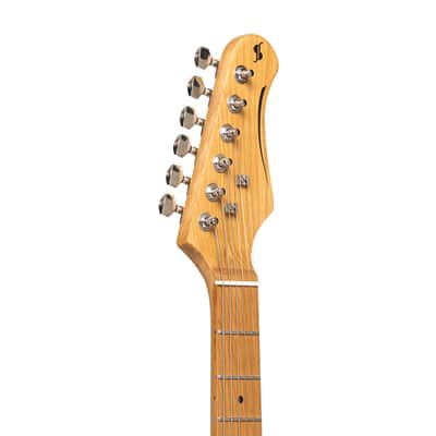 Stagg Vintage T Plus Series Electric Guitar - Black Finish with Alnico Pickups and Push-Pull Splitting image 6